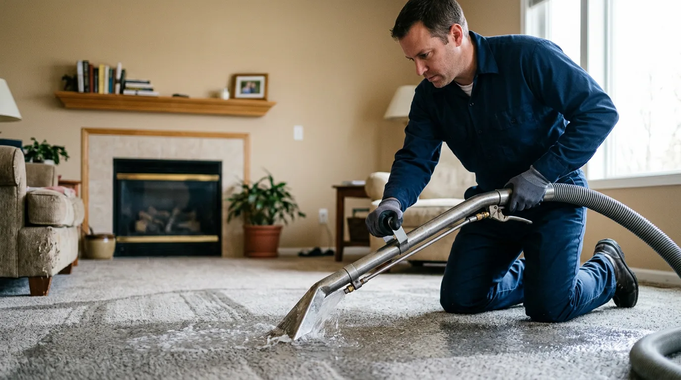 Water damage restoration technician working near Hermon, NY
